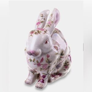 White Porcelain Rabbit with Pink Flowers